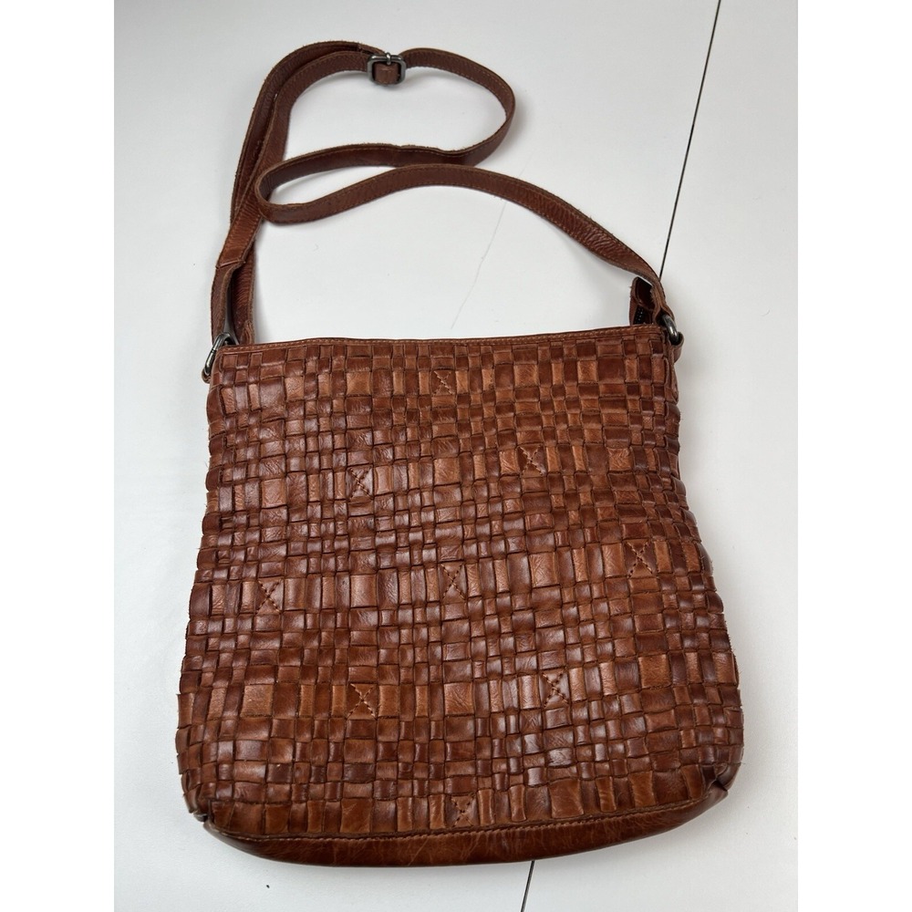 Anthropologie Vilenca Holland Brown Woven Leather Crossbody Bag Boho